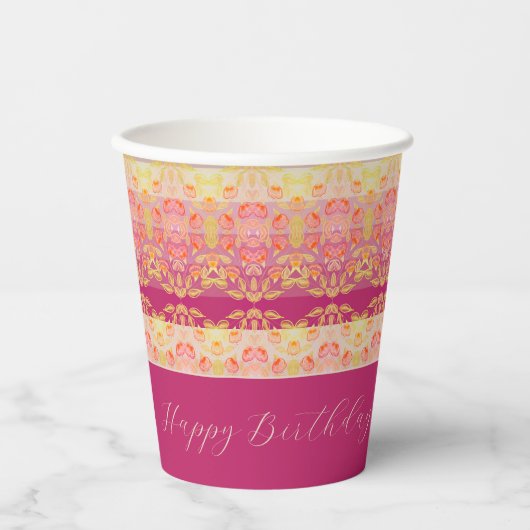 Pinks strepen en patroon papieren bekers (Voorkant)