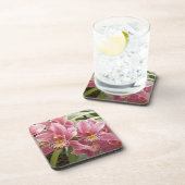 Pinkse orchideeën bloemen bier onderzetter (Rechterzijde)