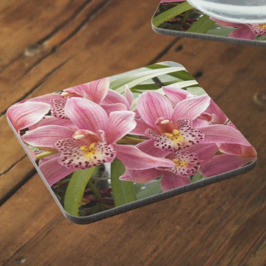 Pinkse orchideeën bloemen bier onderzetter