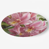 Pinkse orchideeën bloemen papieren bordje (Gekanteld)