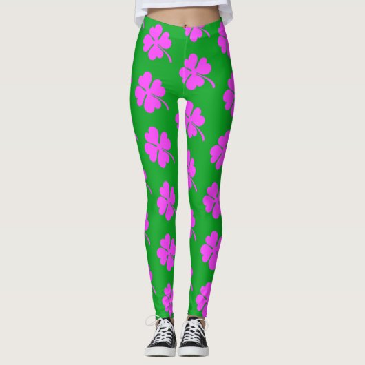 PinkShamrock Clover St. Patrick's Day Leggings (Voorkant)