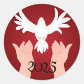 Pinksteren Gepersonaliseerd Jaar Witte Duif Ronde Sticker (Voorkant)