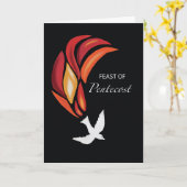 Pinksteren Vuur van Heilige Geest Duif op Zwart Kaart (Gele Bloem)