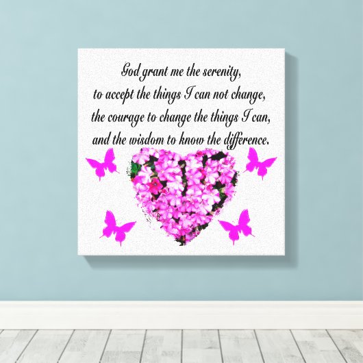  PINKSTROOM EN BUTTERFLESSERENITEITSPRAYER CANVAS AFDRUK (Insitu (Houten vloer))