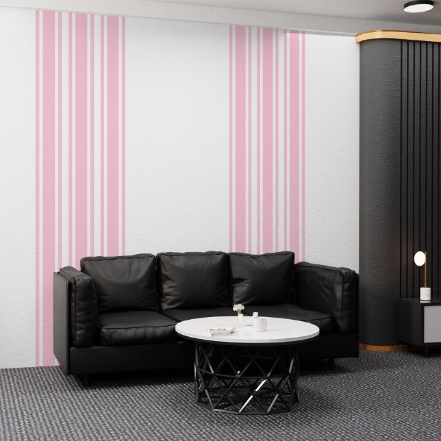 Pinktastisch! Witte strepen Peel en Stick Behang (Pinktastic! White Stripes Peel and Stick Wallpaper)