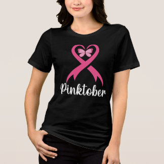 Pinktober Butterfly Borstkanker Awareness Month Tri-Blend Shirt