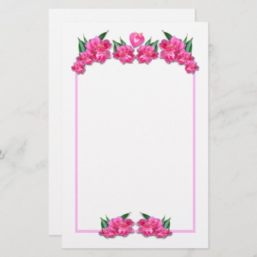 PINKTULIPS MET HART ~ Briefpapier (Voorkant / Achterkant)