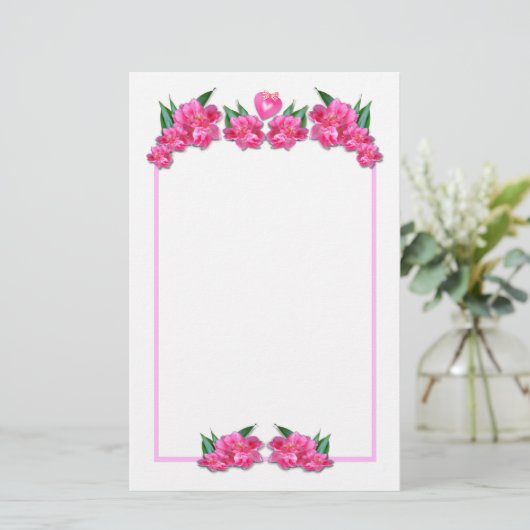 PINKTULIPS MET HART ~ Briefpapier (Staand voorkant)