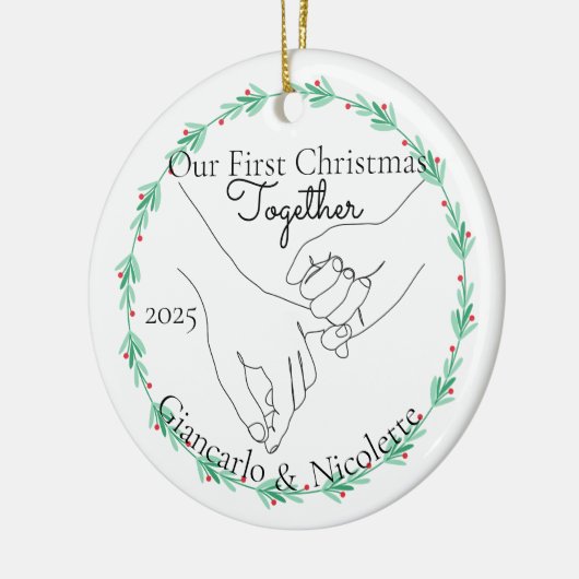 Pinky belooft eerste kerst samen keramisch ornament (Links)
