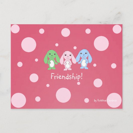 Pinky Bunny en Friends Briefkaart (Voorkant)