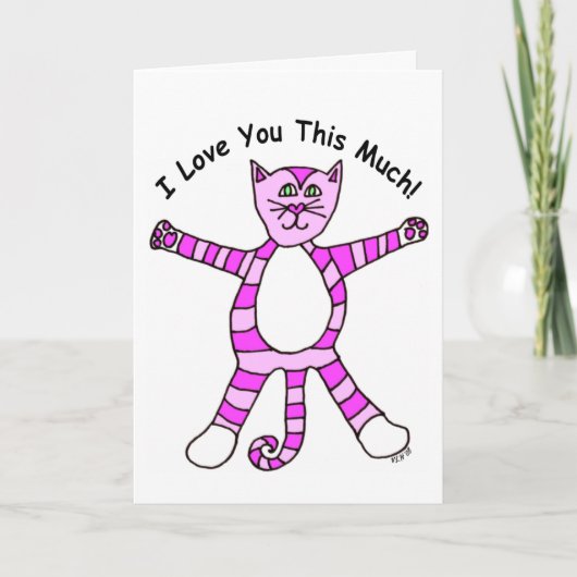 Pinky Cat Valentijnsdag Kaart (Voorkant)