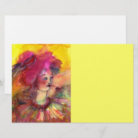 PINKY CLOWN, fuchsia roze geel wit Briefpapier (Voorkant / Achterkant)