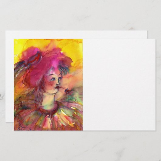 PINKY CLOWN, fuchsia roze geel wit Briefpapier (Voorkant / Achterkant)