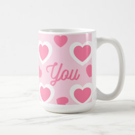 Pinky Cute Hearts Design Koffiemok