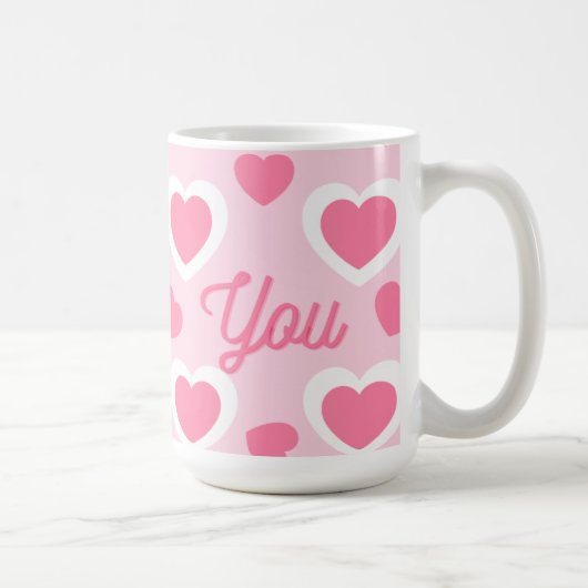 Pinky Cute Hearts Design Koffiemok (Rechts)
