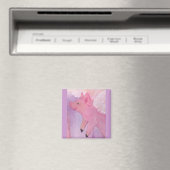 Pinky de Flying Pig Square Magnet (Insitu (Vaatwasser))