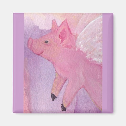 Pinky de Flying Pig Square Magnet (Voorkant)