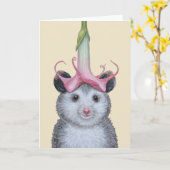Pinky de opossum kaart (Gele Bloem)