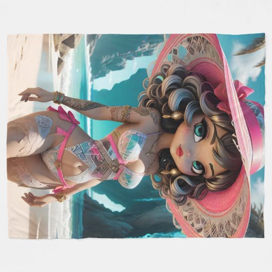 Pinky Dollz Fleece Deken (Voorkant (Horizontaal))