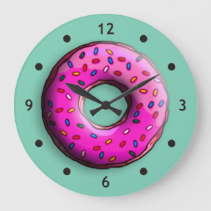 Pinky Donut met kleurrijke sproeiers en jouw ideeë Grote Klok