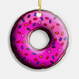 Pinky Donut met kleurrijke sproinkles en jouw idee Keramisch Ornament