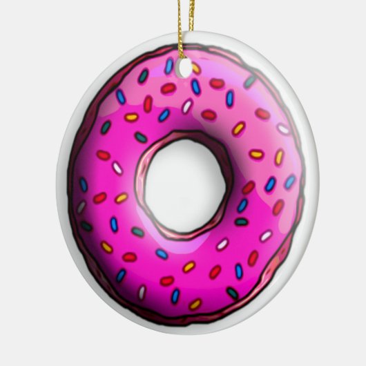 Pinky Donut met kleurrijke sproinkles en jouw idee Keramisch Ornament (Links)