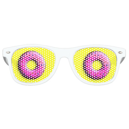 Pinky Donut met kleurrijke sproinkles en jouw idee Retro Zonnebril (Voorkant)