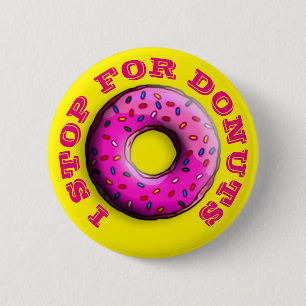 Pinky Donut met kleurrijke sproinkles en jouw idee Ronde Button 5,7 Cm