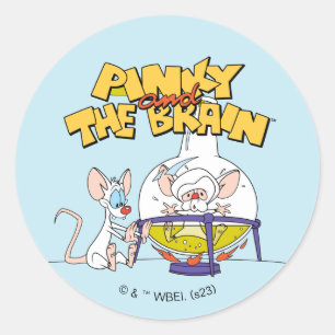 Pinky en Brain   Laboratoriumwetenschap Ronde Sticker