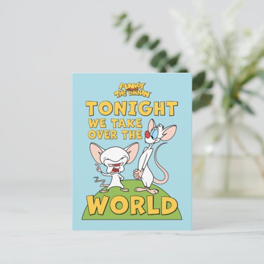 Pinky en Brain | Overname van de wereld Briefkaart (Staand voorkant)