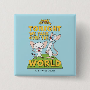 Pinky en Brain Overname van de wereld Vierkante Button 5,1 Cm