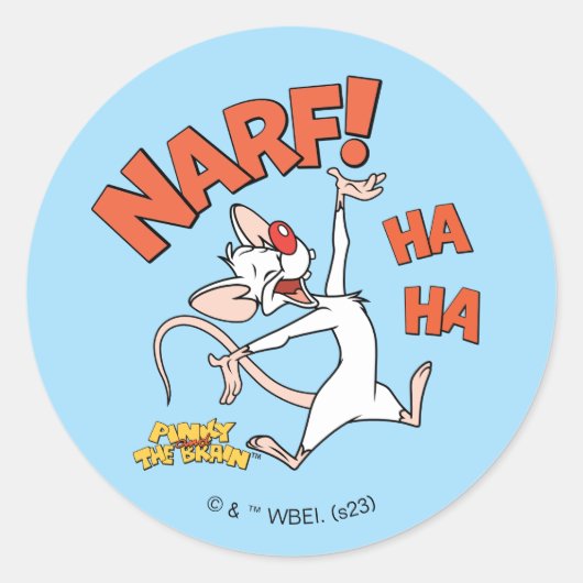 Pinky en Brain | Pinky "Narf" Ronde Sticker (Voorkant)