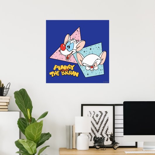 Pinky en Brain | Retro-tekenafbeeldingen Poster (Thuiskantoor)