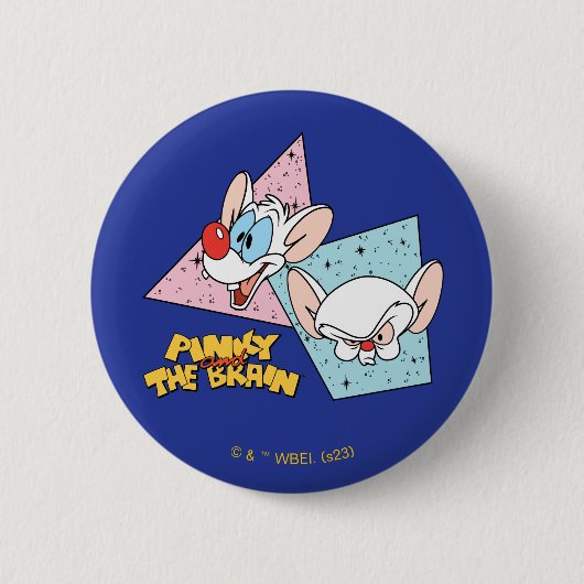 Pinky en Brain | Retro-tekenafbeeldingen Ronde Button 5,7 Cm (Voorkant)