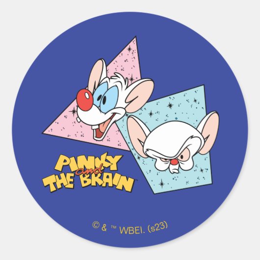 Pinky en Brain | Retro-tekenafbeeldingen Ronde Sticker (Voorkant)