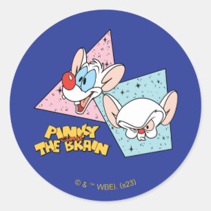 Pinky en Brain   Retro-tekenafbeeldingen Ronde Sticker