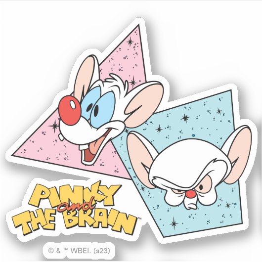 Pinky en Brain | Retro-tekenafbeeldingen Sticker (Voorkant)