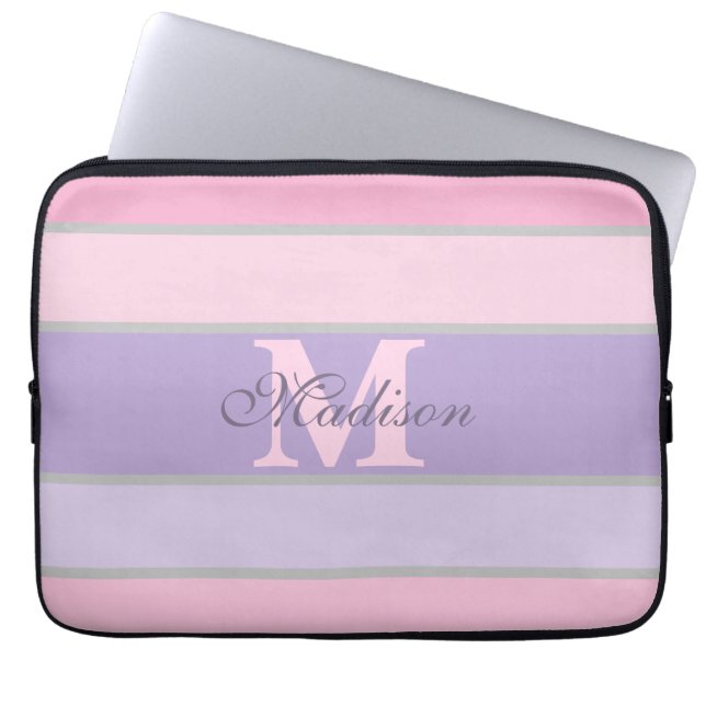 Pinky en paarse pastel laptop sleeve (Voorkant)