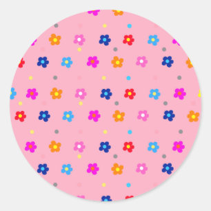 Pinky Flower Power Ronde Sticker