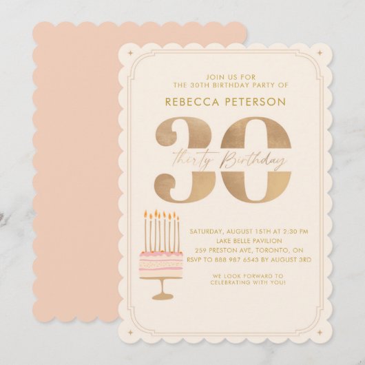 Pinky Gold 30E verjaardagstaart feest Kaart (Voorkant / Achterkant)