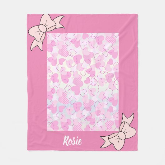 Pinky Hearts Fleece Blanket Deken (Voorkant)