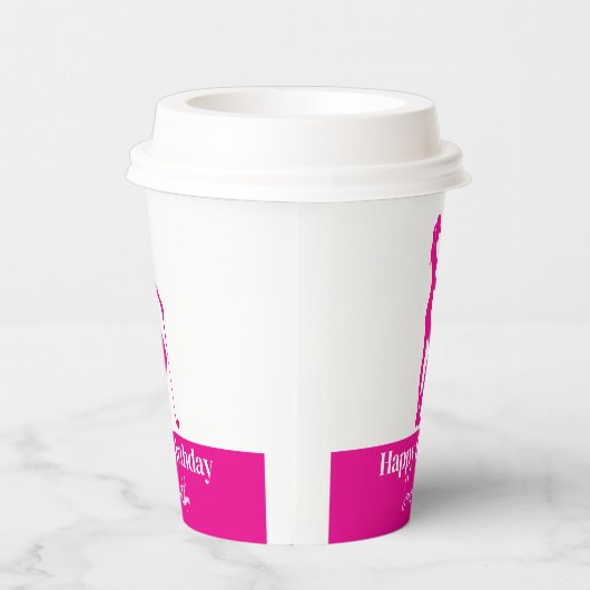 Pinky Lady Golfer Verjaardag Monogram Papieren Bekers (Rechts)