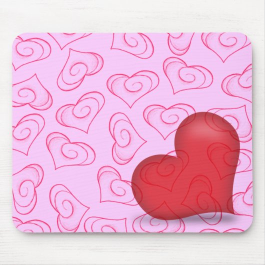 Pinky Love (semitransparant hart) Muismat (Voorkant)