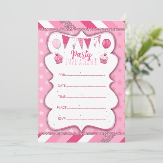 Pinky Party nodigt haar uit om met de hand te schr Kaart (Staand voorkant)