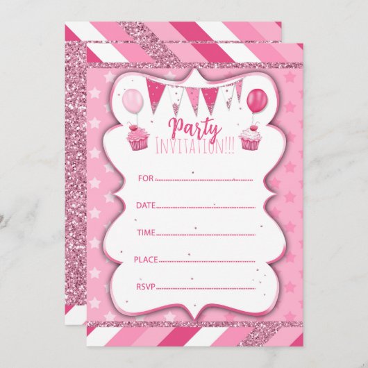 Pinky Party nodigt haar uit om met de hand te schr Kaart (Voorkant / Achterkant)