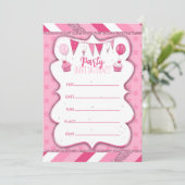 Pinky Party uitnodiging om met de hand te schrijve (Staand voorkant)