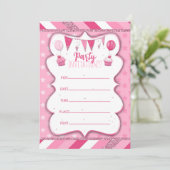 Pinky Party uitnodiging om met de hand te schrijve (Staand voorkant)