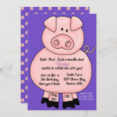 Pinky Pig Uitnodiging (Voorkant / Achterkant)