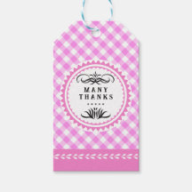 Pinky Pink Gingham Gift Label