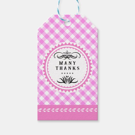 Pinky Pink Gingham Gift Label Cadeaulabel (Voorkant)